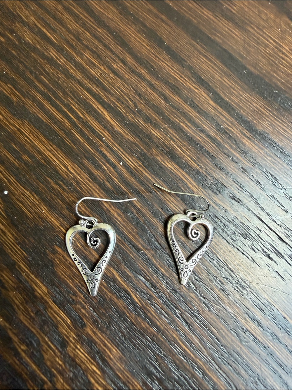Silver-tone Heart Dangle Earrings